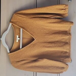 MADWELL BROWN TEXTURED TOP 1/4 SLEEVE SIZE SMALL 100% COTTON